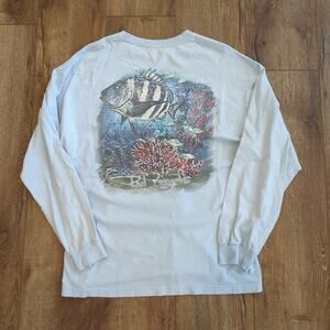 Reel Legends Men's XL Long Sleeve Shirt Aquarium Fishing Reef Surf Ocean Boat
